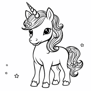 Desenho de adorável unicórnio para colorir
