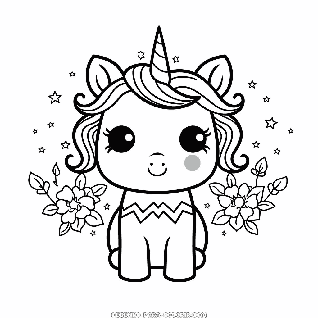 Desenho de adorável unicórnio para colorir