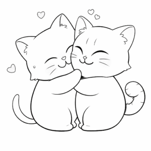 Desenho de amigos dos gatos para colorir