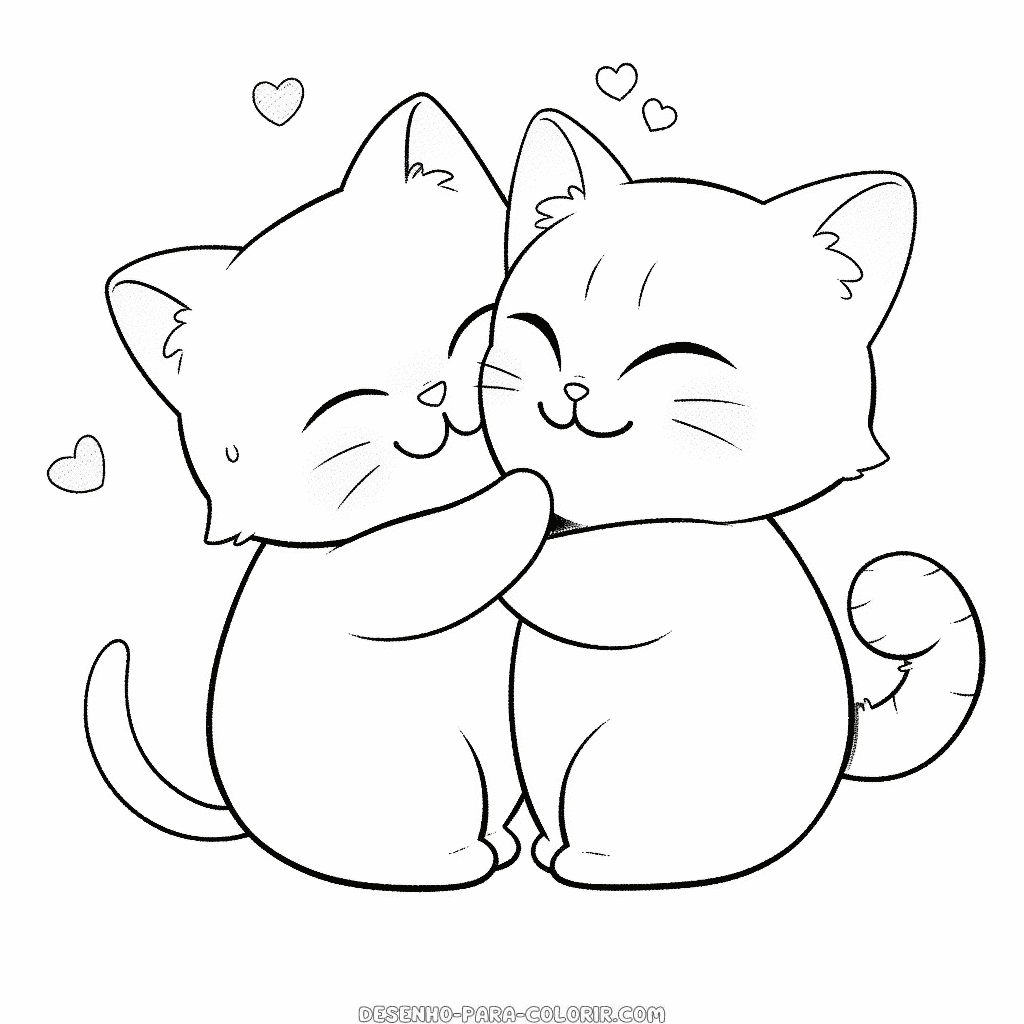 Desenho de amigos dos gatos para colorir