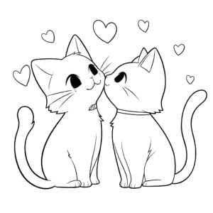 Desenho de amor de gato para colorir