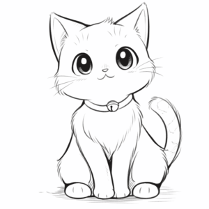 Desenho de gato desenho animado kawaii anime doodle para colorir
