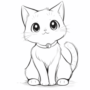 Desenho de anime de gato fofo para colorir