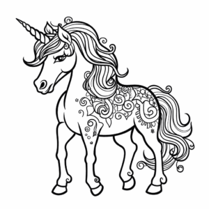 Desenho de arco-íris de unicórnio para colorir