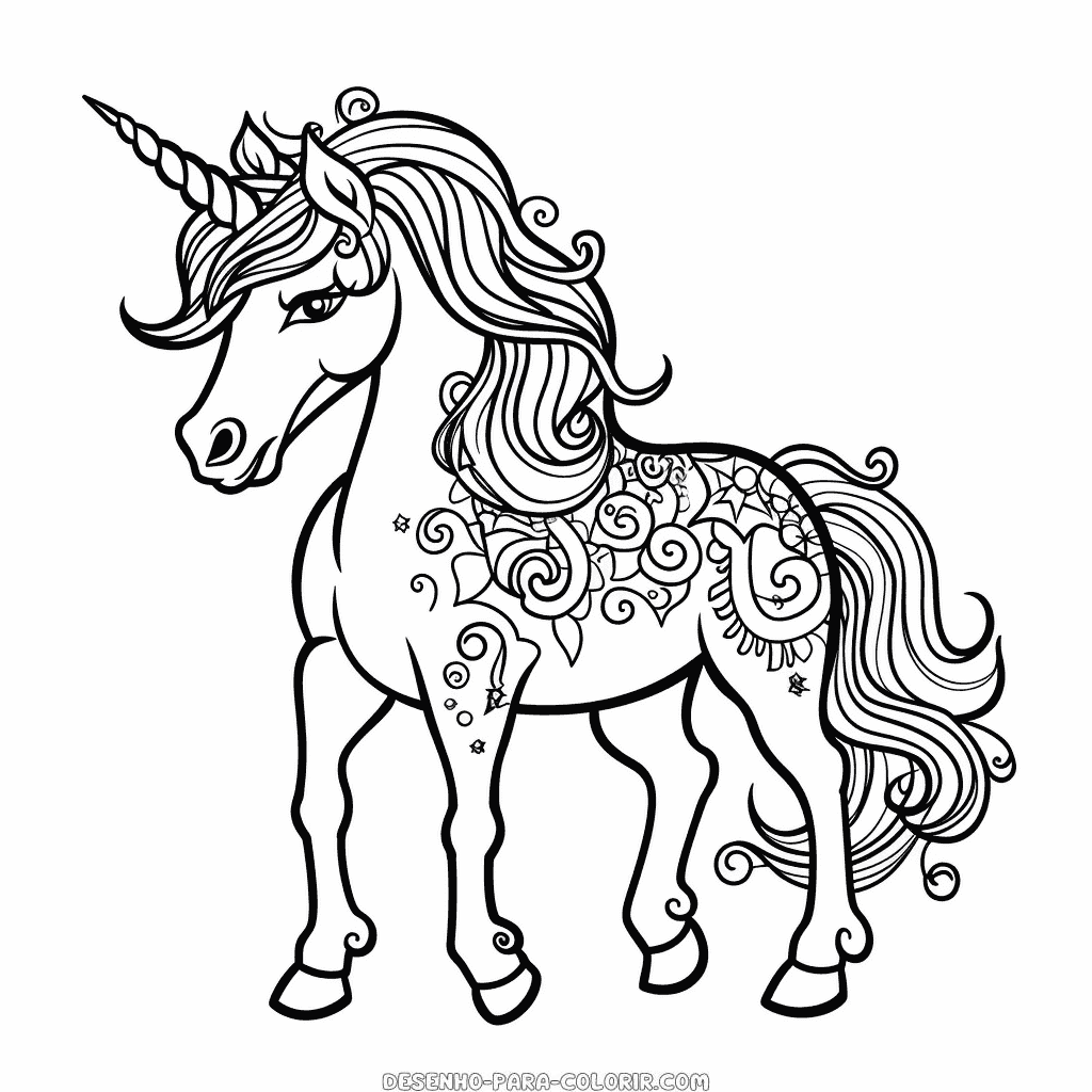 Desenho de arco-íris de unicórnio para colorir