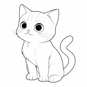 Desenho de arte de linha de gato para colorir