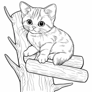 Desenho de árvore para gatos para colorir