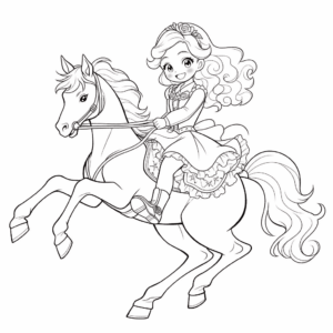 Desenho de barbie em um cavalo para colorir