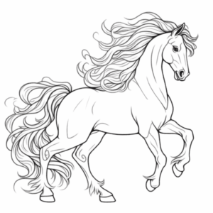 Desenhos para colorir de desenho de um cavalo selvagem para