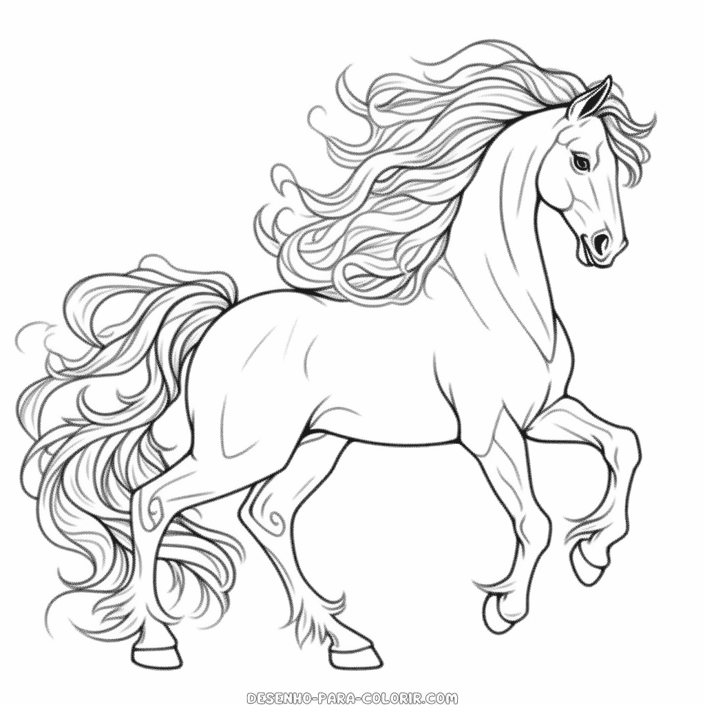 Desenho de belo cavalo selvagem para colorir
