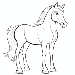 Desenho de belo cavalo simples para colorir