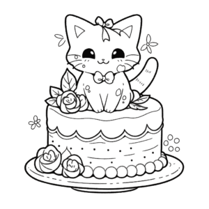 Desenho de bolo de gato para colorir