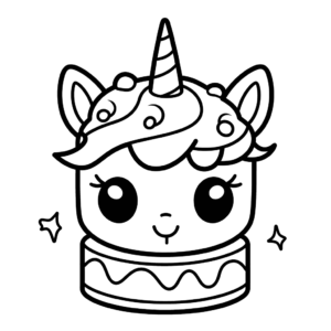 Desenho de bolo de unicórnio fofo para colorir