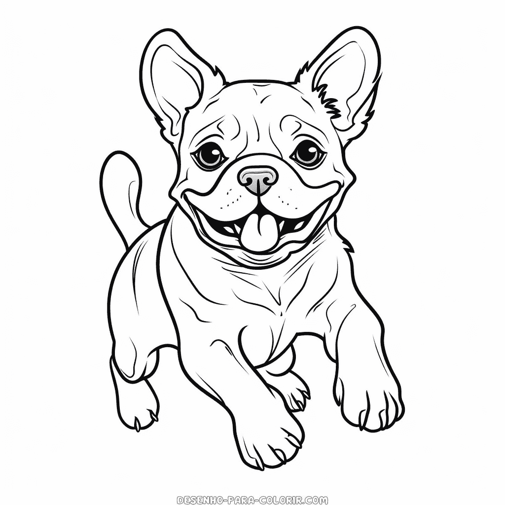 Desenho de bulldog francês em execução para colorir