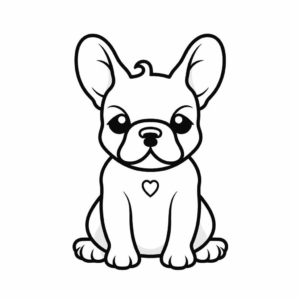 Desenho de bulldog francês kawaii para colorir