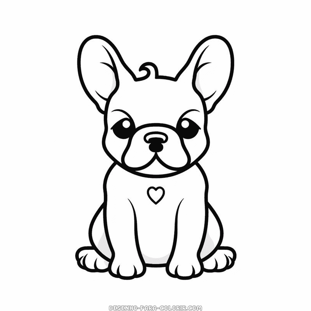 Desenho de bulldog francês kawaii para colorir