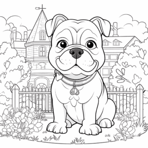 Desenho de bulldog no parque para colorir
