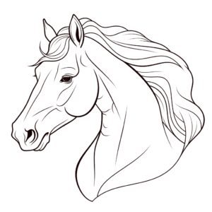 Desenho de cabeça de cavalo realista para colorir