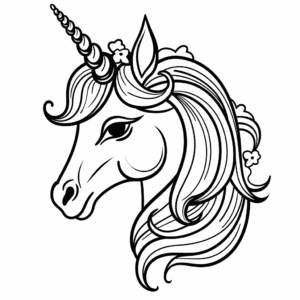 Desenho de cabeça de unicórnio para impressão para colorir