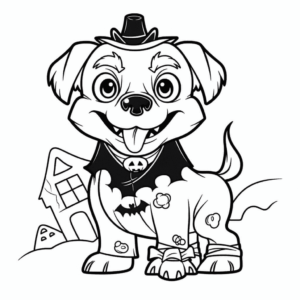 Desenho de cachorro assustador de halloween para colorir