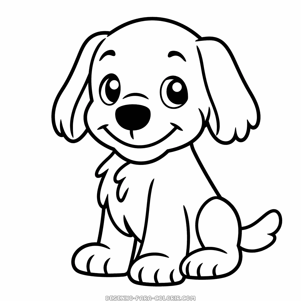Desenho para colorir de crianças educativas com cachorro kawaii