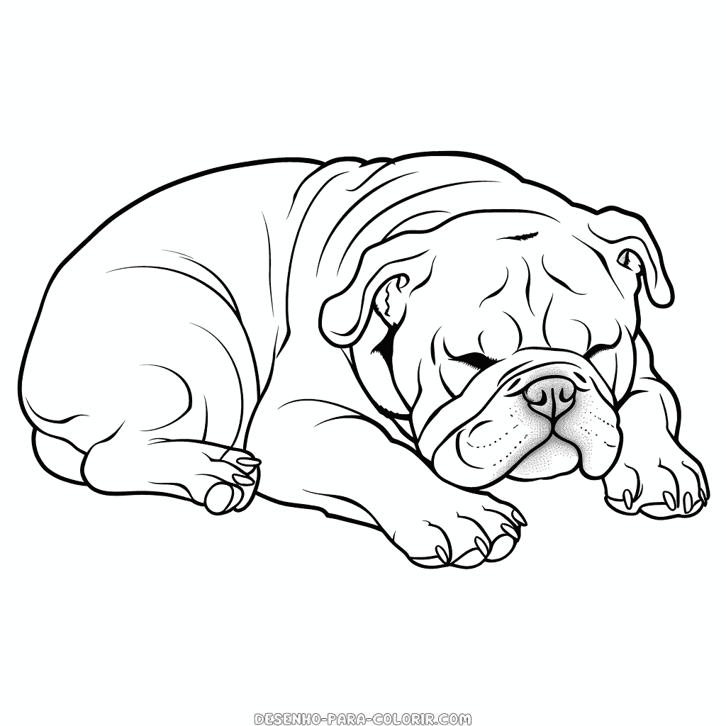 Desenho de cachorro bulldog dormindo para colorir