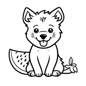Desenho de cachorro com melancia para colorir
