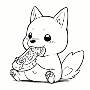 Desenho de cachorro com pizza para colorir