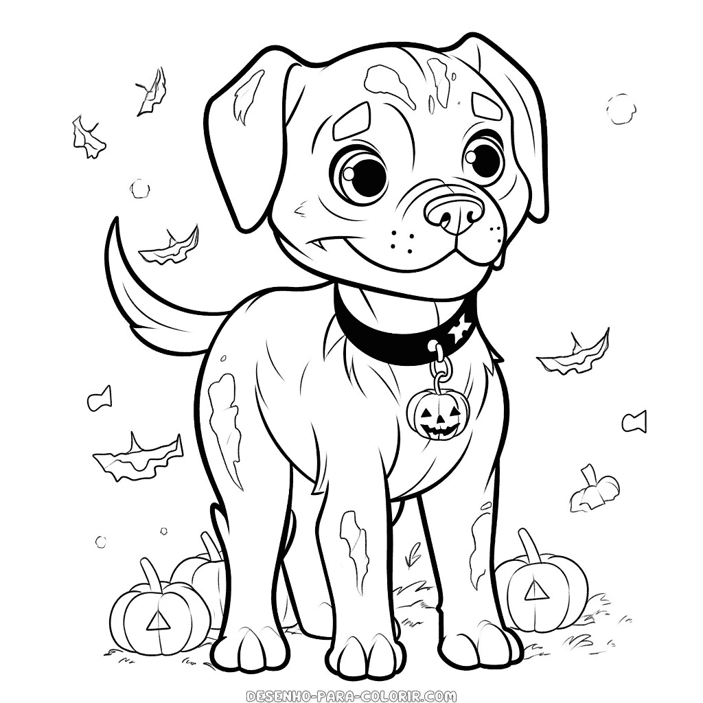 Desenho de cachorro de halloween para colorir