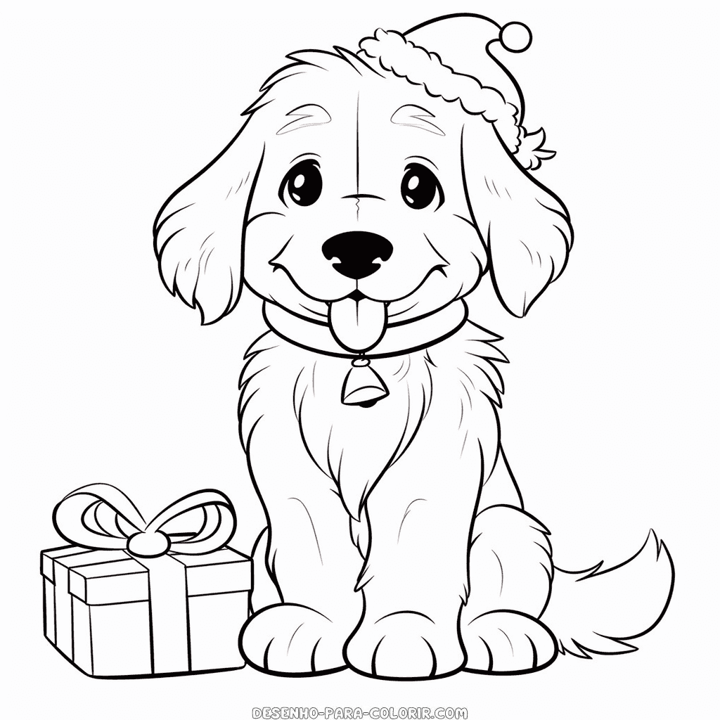 Desenho de cachorro de natal para colorir