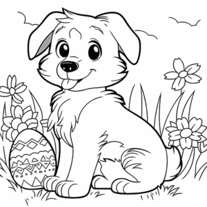 Desenho de cachorro de páscoa para colorir