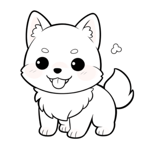 Desenho de cachorro kawaii para colorir