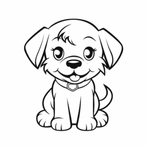 Desenho de cachorro kawaii para imprimir para colorir
