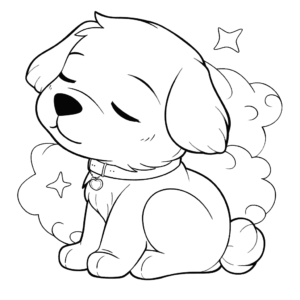 Desenho de cachorro sonhador para colorir