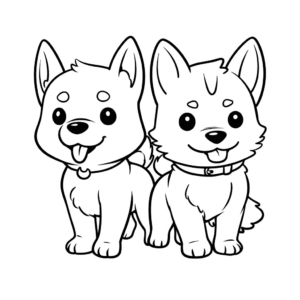 Desenho de cães de desenho animado para colorir
