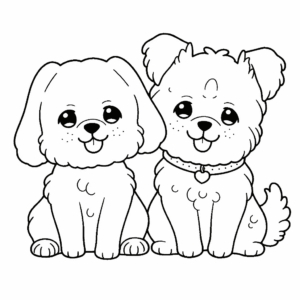 Desenho de cães fofos para colorir