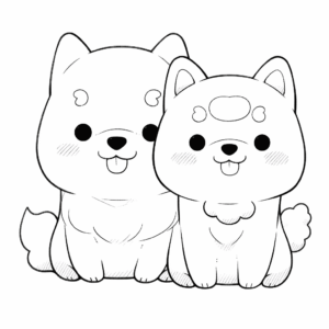 Desenho de cães kawaii para colorir