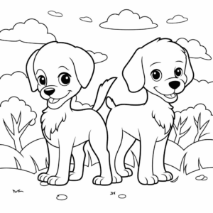 Desenho de cães livres para colorir