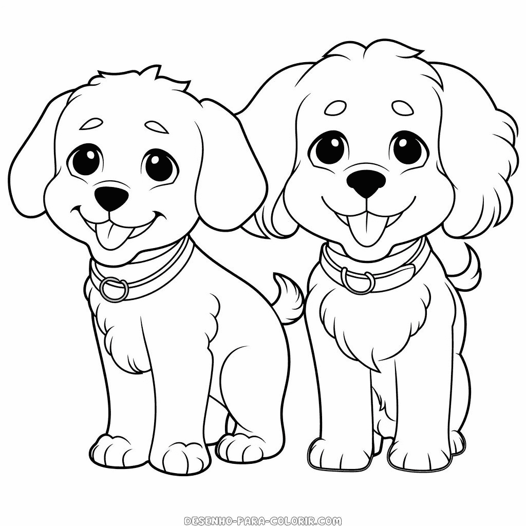 Desenho de cães para colorir