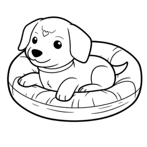 Desenho de cama para cães para colorir