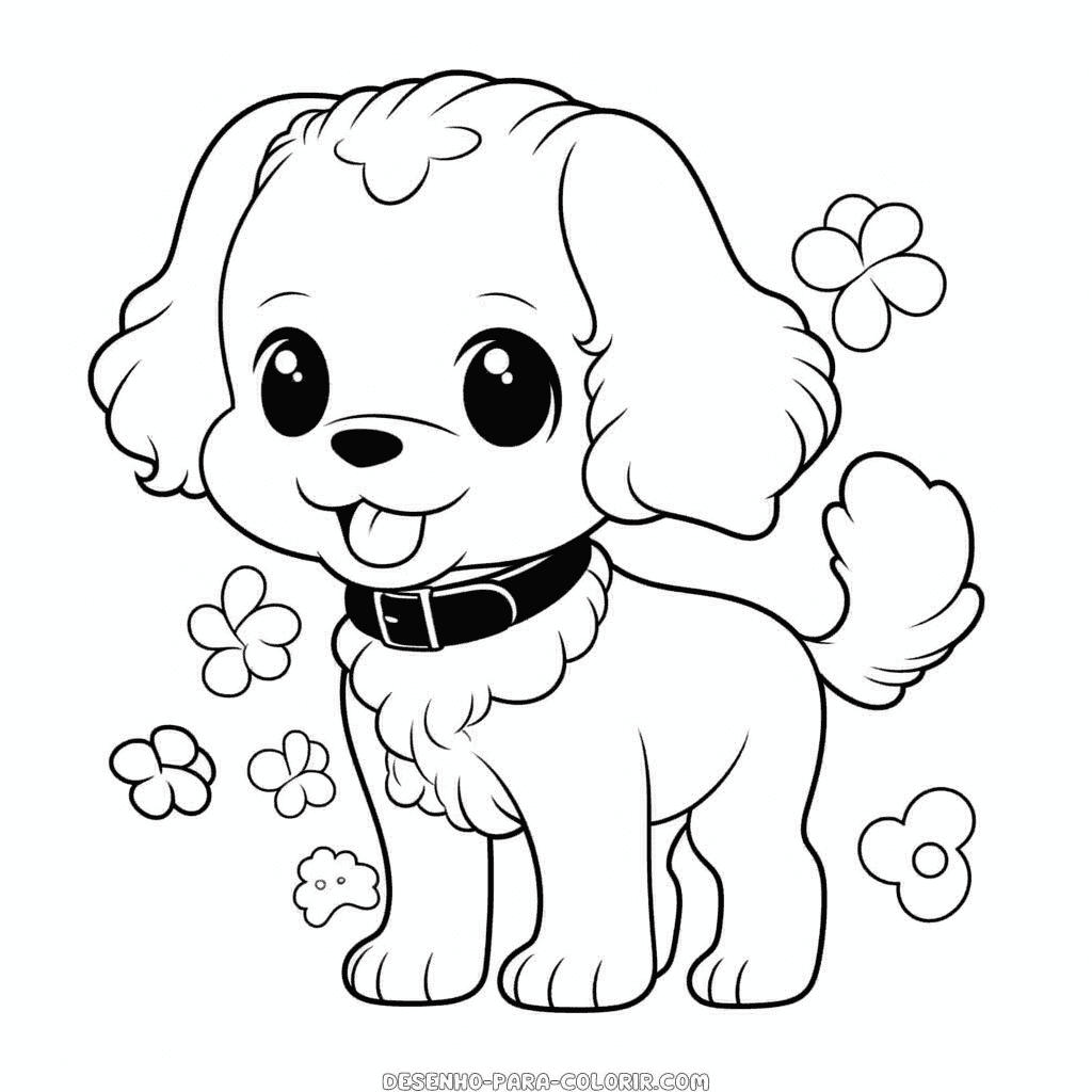 Desenho de cão adorável para colorir