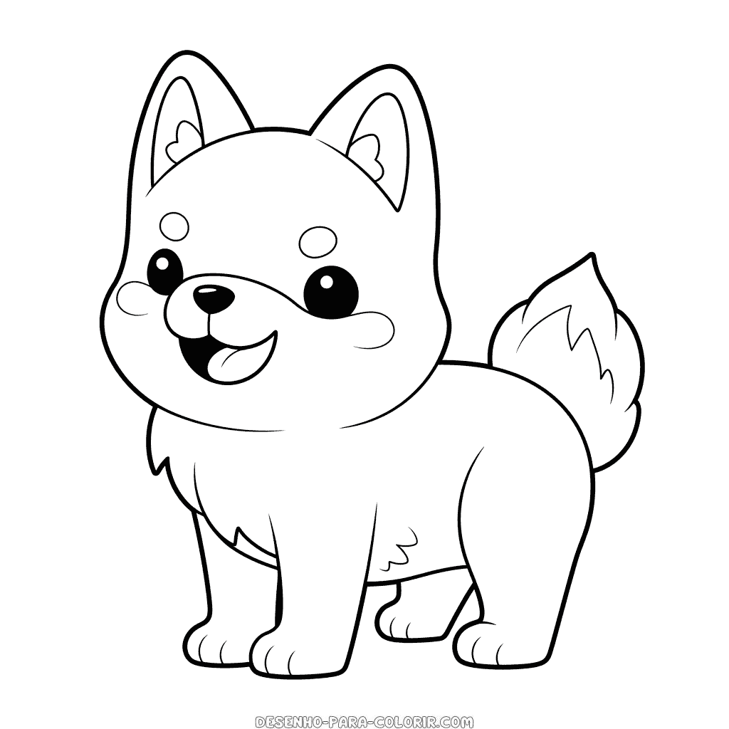 Desenho de cão akita para colorir
