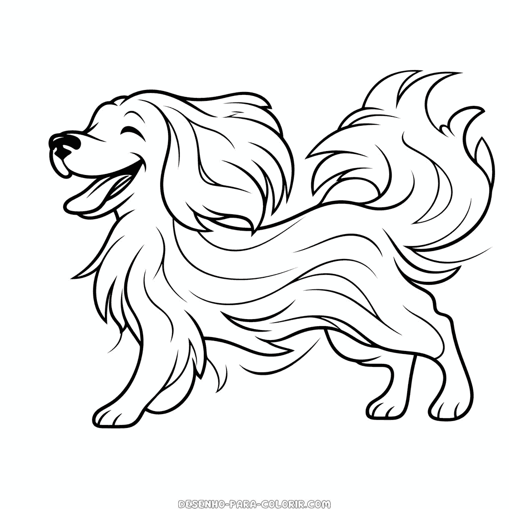 Desenho de cão ao vento para colorir