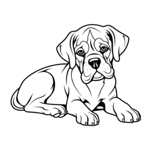Desenho de cão boxer descansando para colorir
