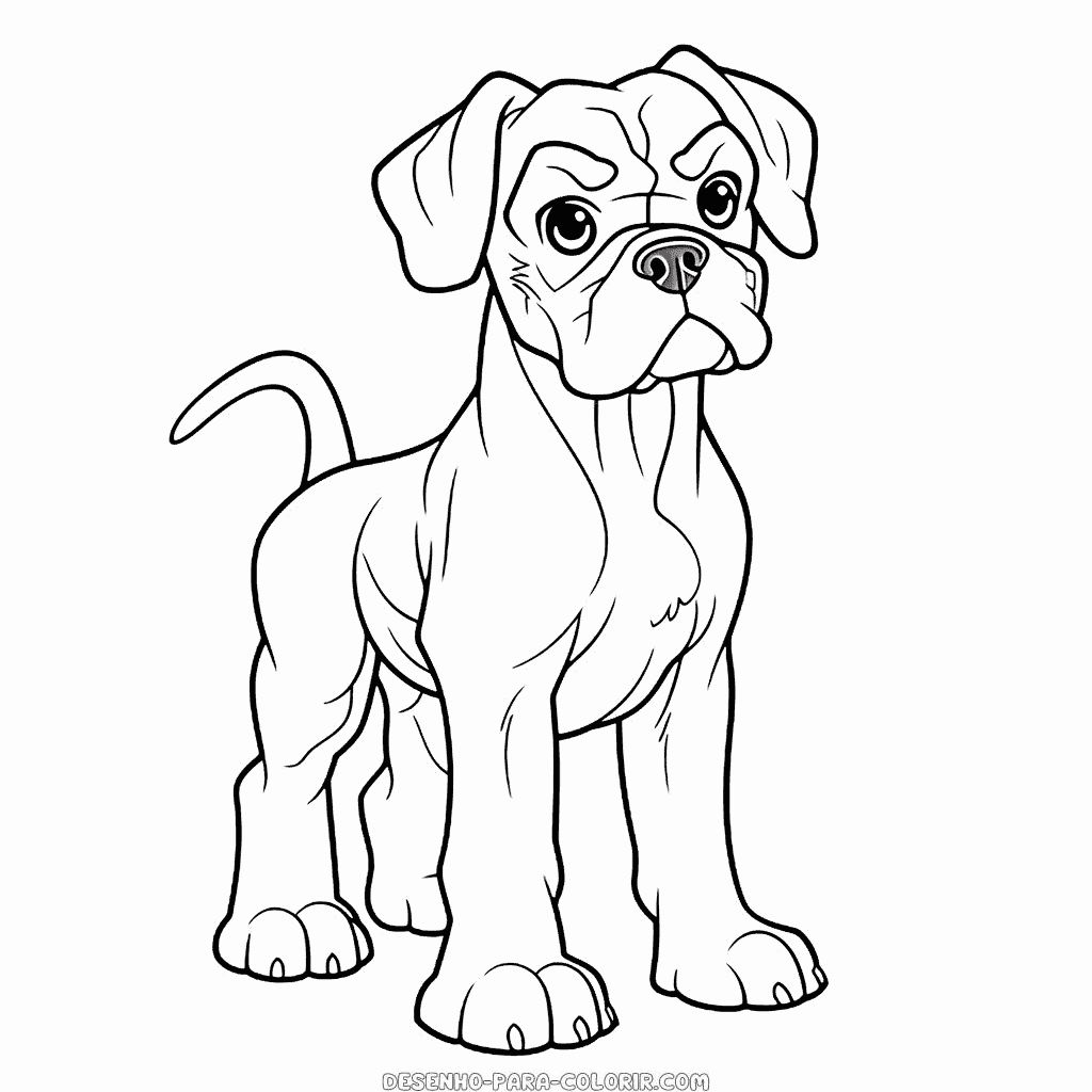 Desenho de cão boxer para colorir