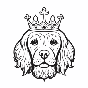 Desenho de cão com uma coroa para colorir