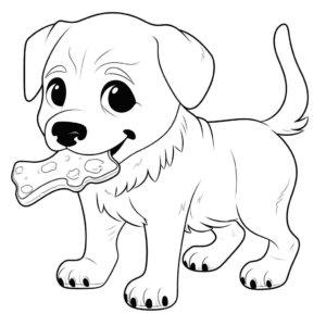 Desenho de cão comendo osso para colorir