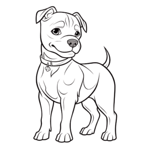 Desenho de cão da raça american staffordshire terrier para colorir