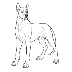 Desenho de cão da raça dogue alemão para colorir