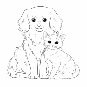 Desenho de cão e gato para colorir